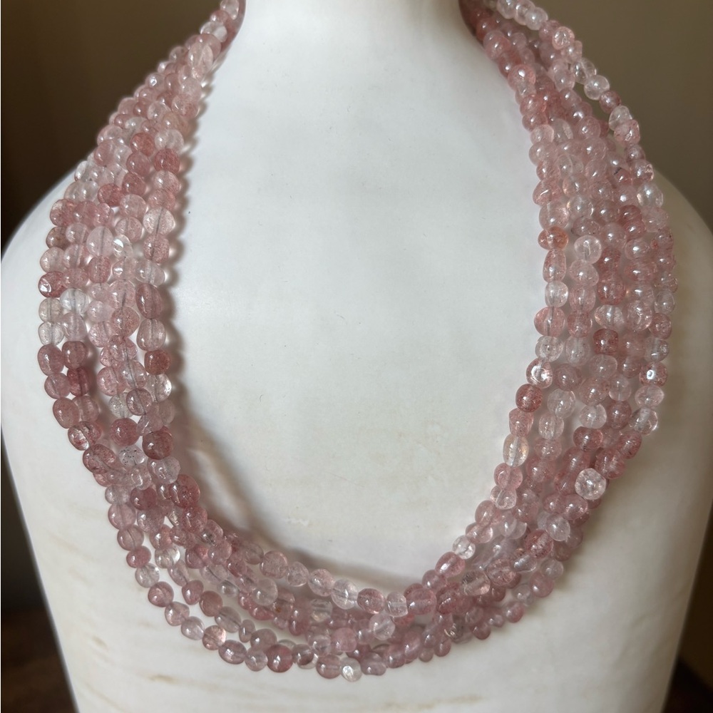 Jay King Mine Finds DTR Strawberry Quartz Multi Strand Necklace